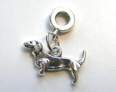 European Dachshund Charm fits large hole bracelets - 1 piece - SALE