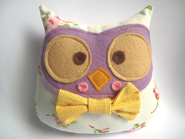 Owl plush toy with bow tie
