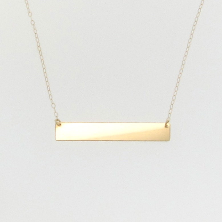 14K Gold Name Plate Necklace, Yellow or White Gold, As Seen on Kim Kardashian