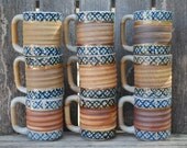 Vintage Mid Century Modern  Stoneware Mugs