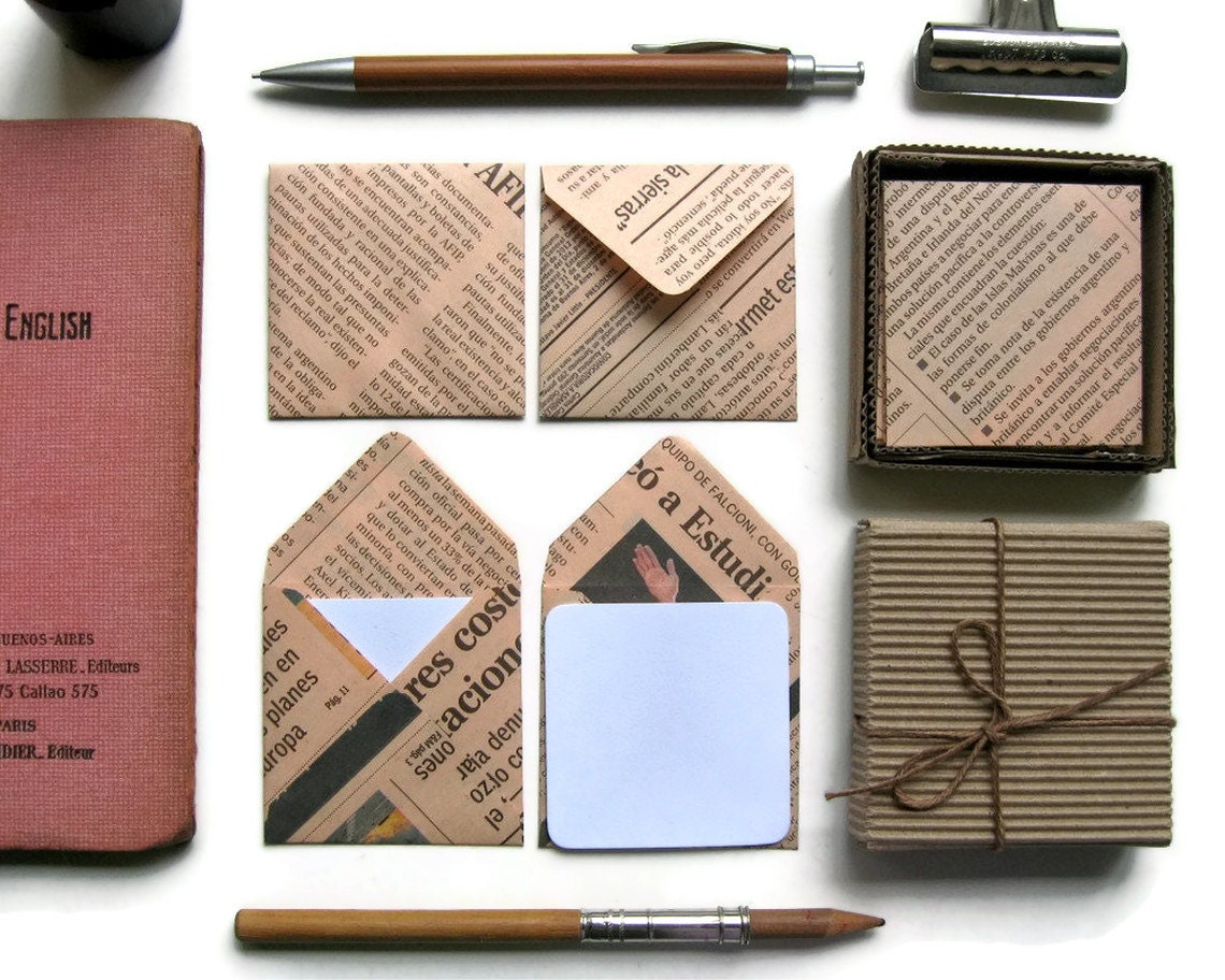 Salmon Pink Newspaper - Mini Stationery Set