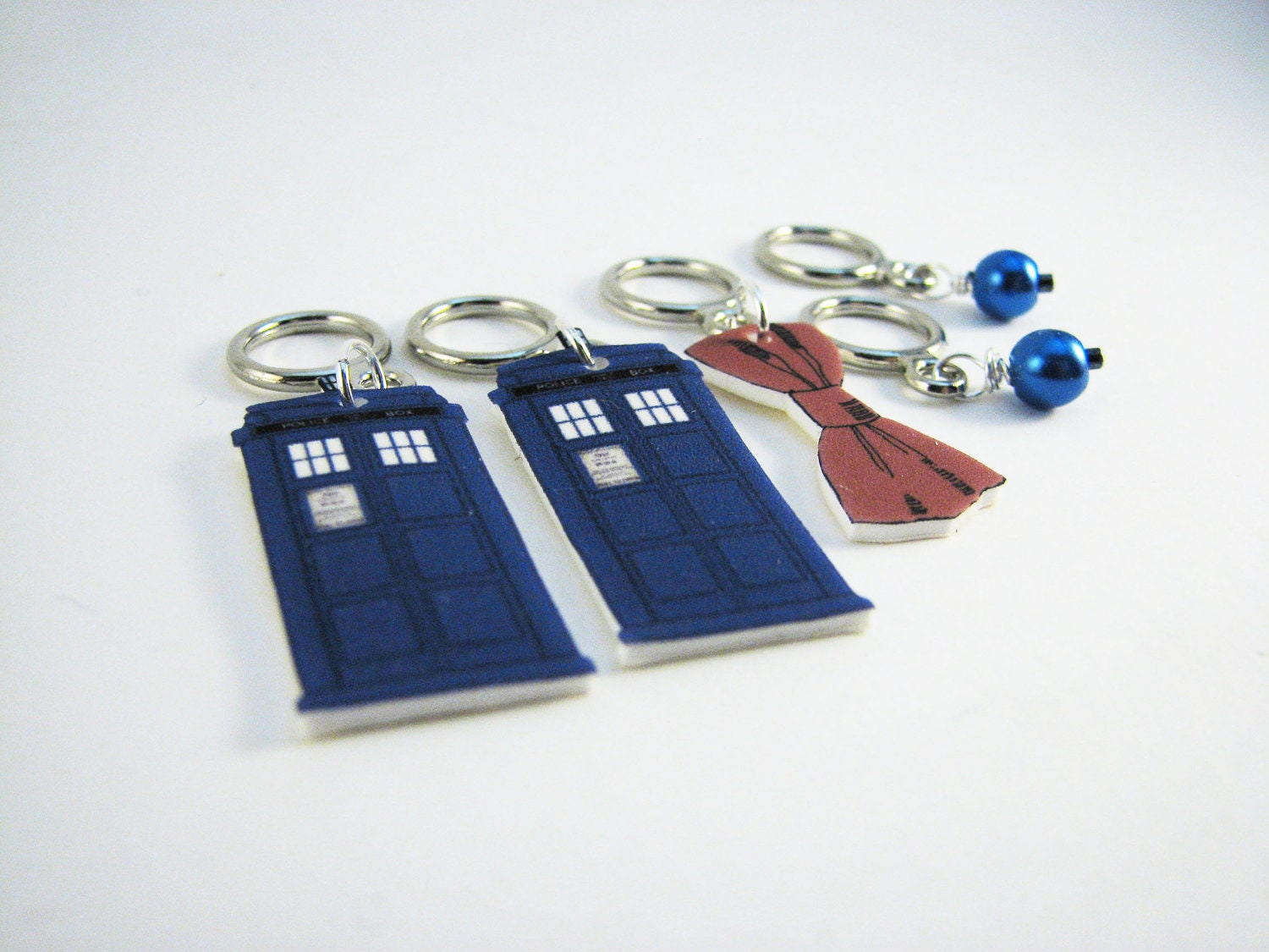 Doctor Who Non-Snag Stitch Markers with TARDIS and Bow Tie