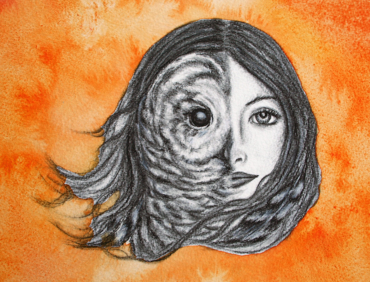 8x10 Owl Fine Art Totem Animal Portrait Print by Celeste Johnston www.celestejohnstonart.com