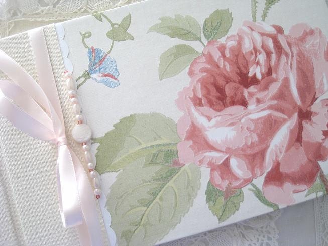 Wedding Guest Book,Photo Album,Bridal Shower Guest Book,English Rose,Vintage inspired  6 x 10