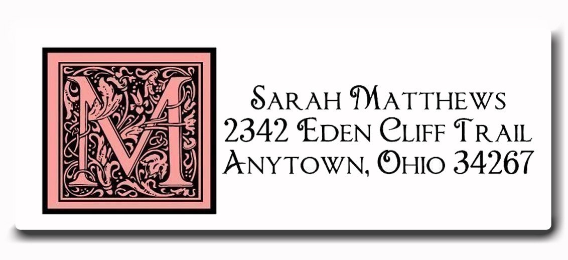 Personalized Return Address Labels, Formal Block, Initial, Monogram, CUSTOM COLOR, Stickers, Seals, Set of 60 Il_570xn