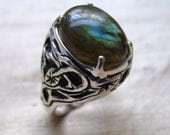 Tangled Vine Ring in Labradorite and Sterling