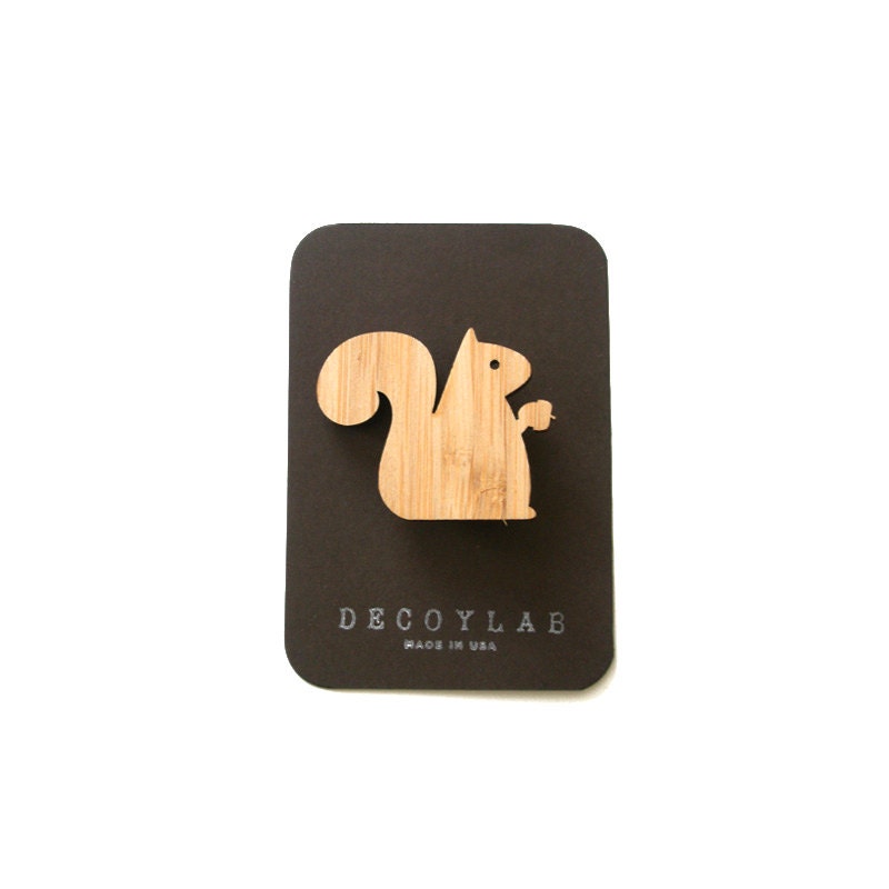 Squirrel Bamboo Brooch