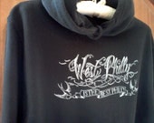 Unisex Hoodie, West Philly Is The Best Philly, tattoo style calligraphy by Justin Turkus, Adult XS-2XL