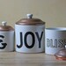 vintage JOY and BLISS porcelain canisters