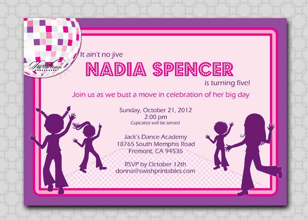Disco Dancing Birthday Party - 5x7 Digital Birthday Invite - Dance Il_570xn