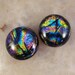 Rainbow Patterned Dichroic on Black Fused Glass Round Cabochons for Crafting by Solaris Beads 1802
