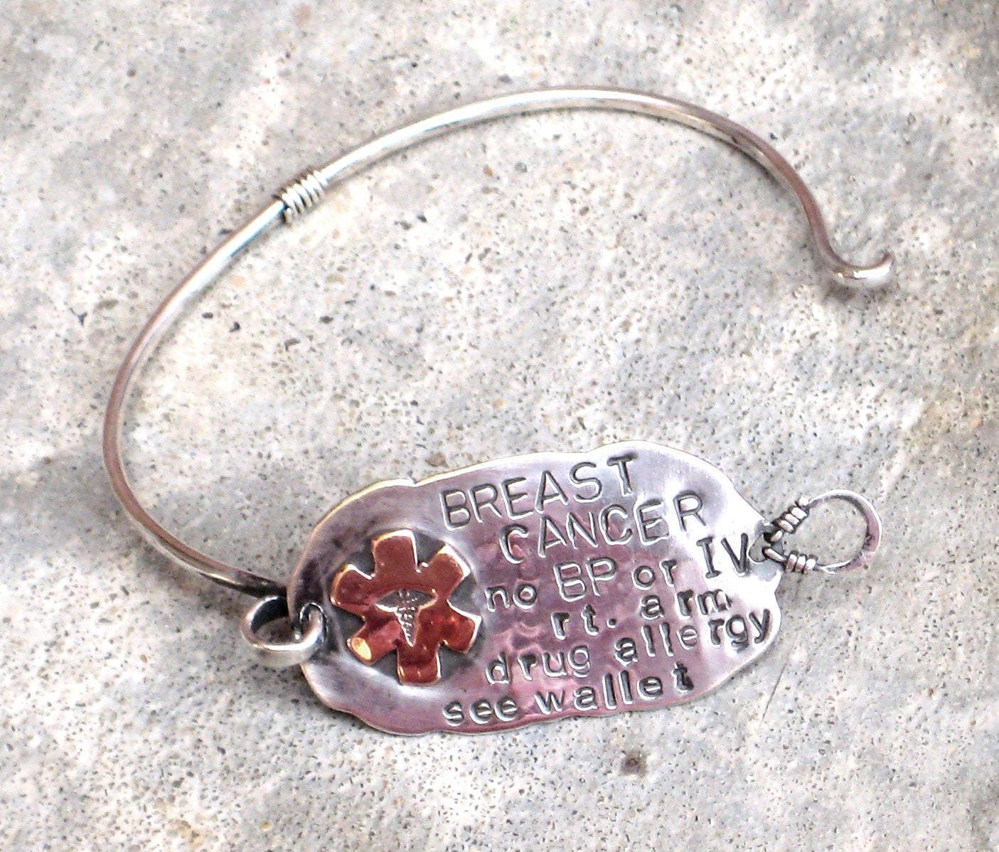 Custom Medical Alert Bracelet Sterling Silver 6 Text Lines