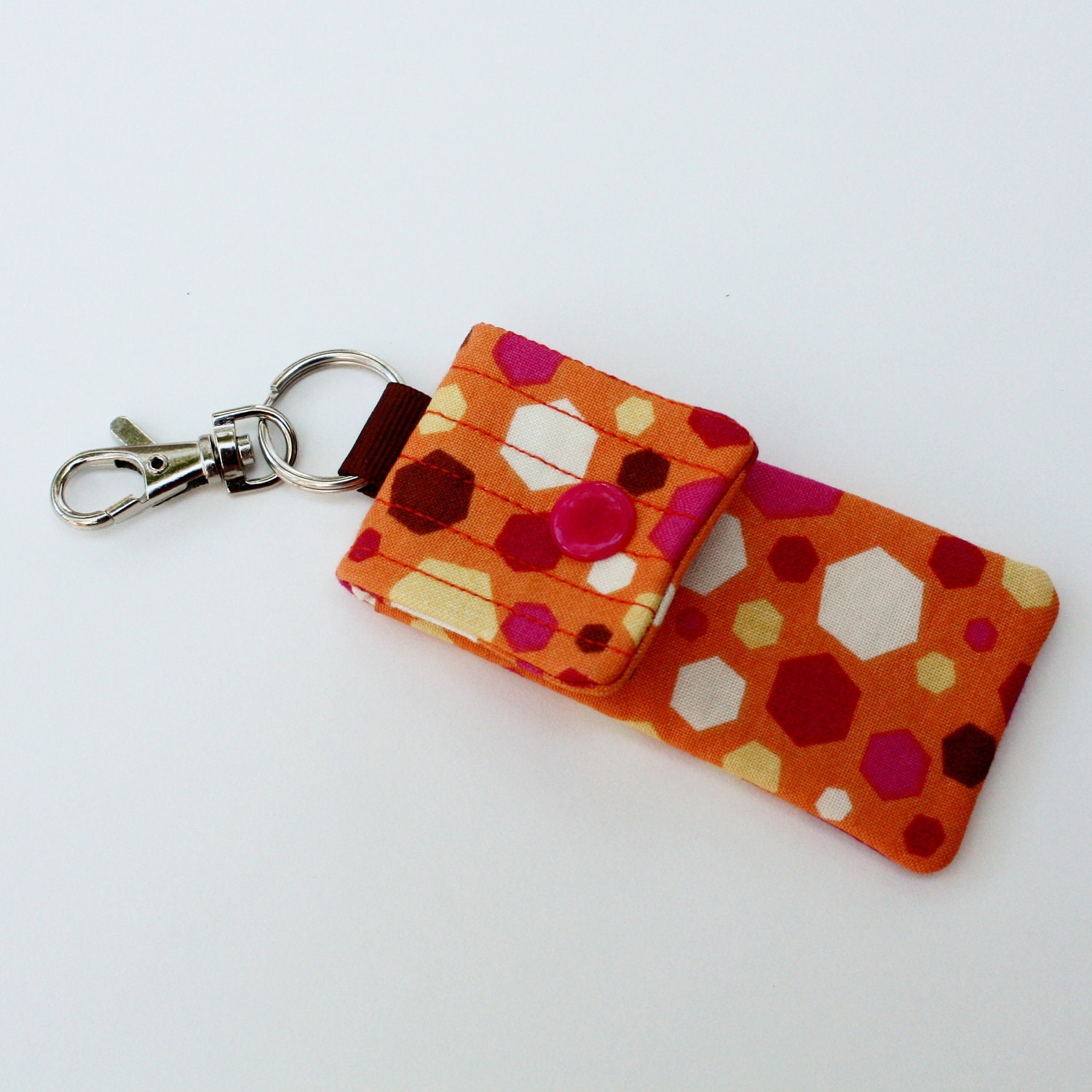 Keyring pouch Square pouch USB case geometric print hexagons