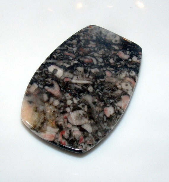 ON SALE Natural Crinoid Fossil Jasper Stone Focal by beadingcat