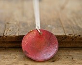 Heat treated domed copper circle on sterling silver necklace Seven jewerly