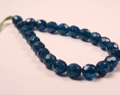 Faceted Deep Teal Blue Bracelet Czech Glass Wrist Mala