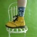 On hold CANARY Yellow Patent Leather Doc Martens Combat Boots Punk Vintage 80s Mens Size 7 Womens Size 9