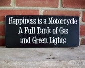 Motorcycle Wood Sign Happiness is Biker Wall Decor