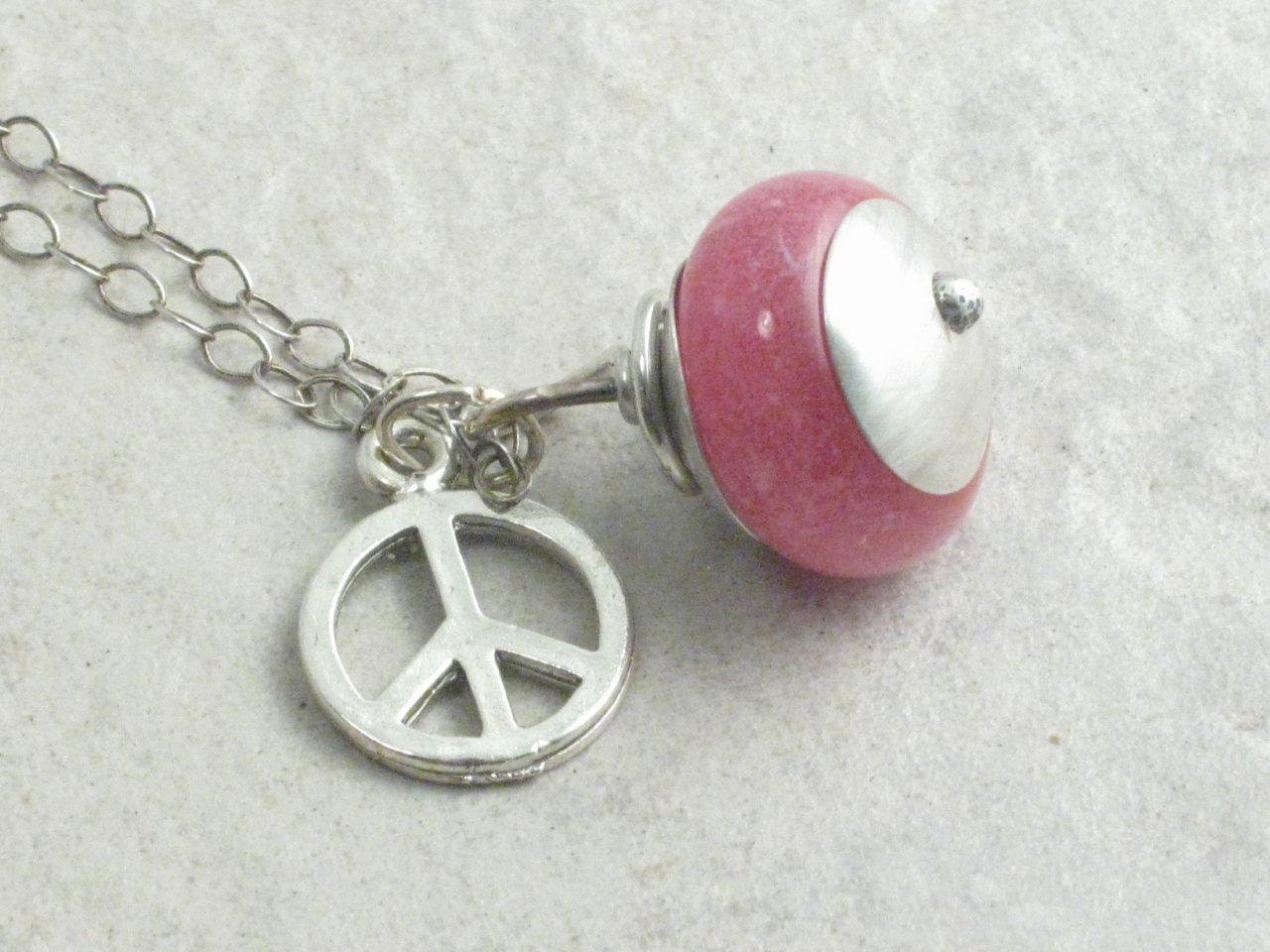 Peace Lantern --- Sterlling Silver and Glow in the Dark lampwork Bead on a Sterling Silver Chain Necklace