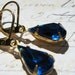 Estate Earrings, Vintage Sapphire Earrings, Pear Teardrop Earrings, Glass Rhinestone Brass Lever Back Earrings
