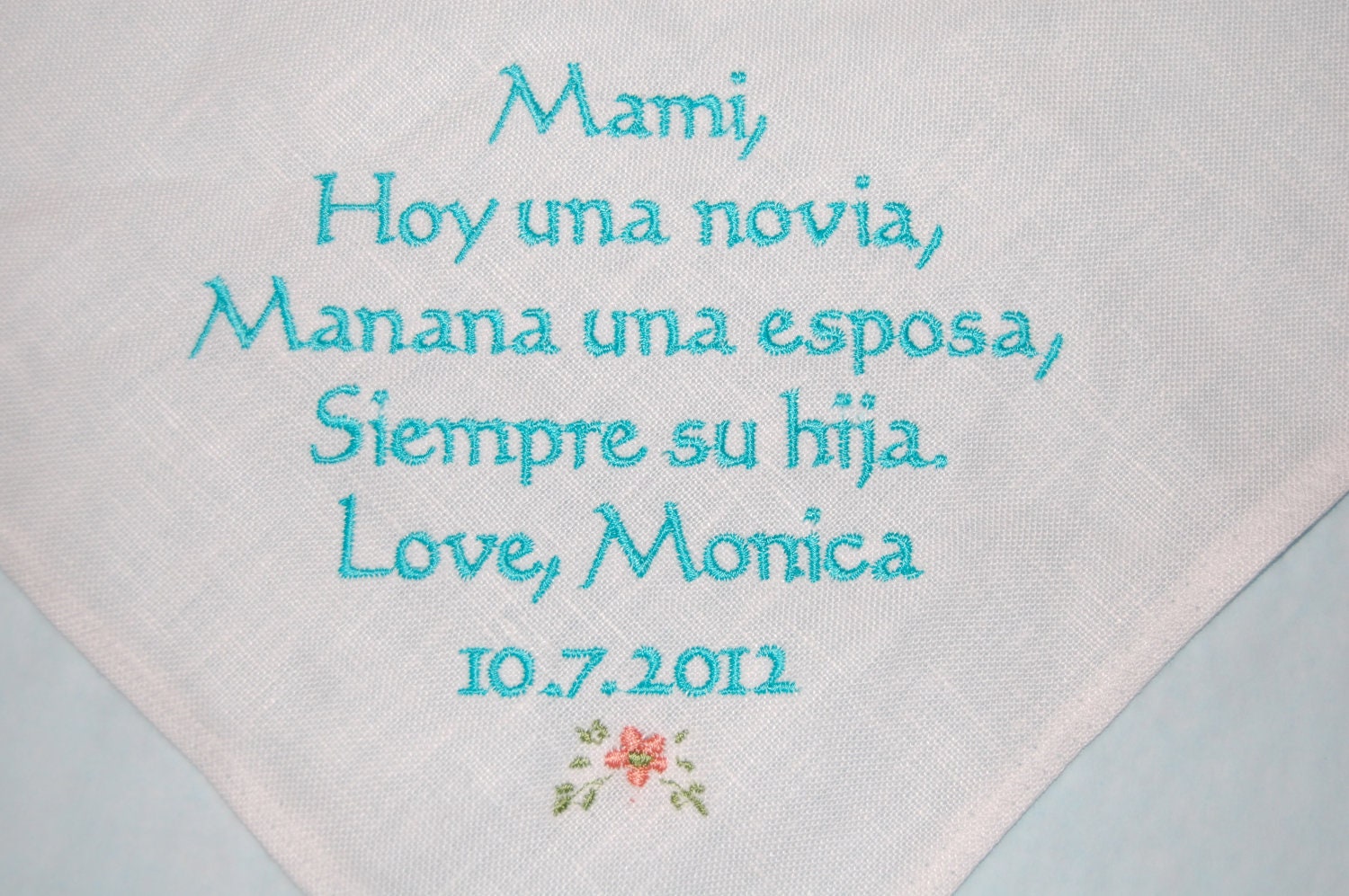 Wedding Handkerchief 100% Linen Spanish Italian German Any Language