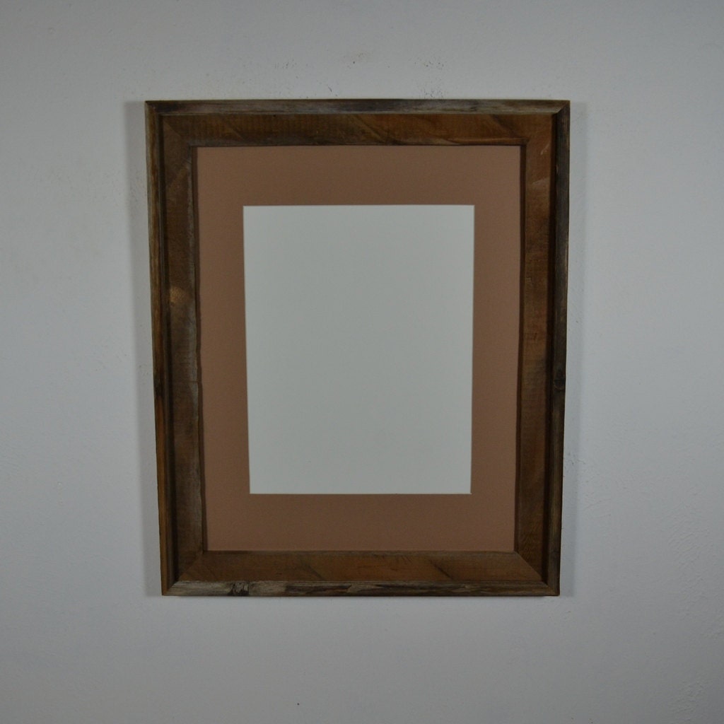 16x20 wood frame brown mat for 11x14 photo's by barnwood4u on Etsy