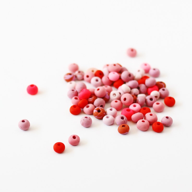 bag of beads in red