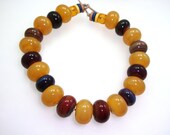 Handmade Lampwork Glass Bead Set Ivory Opal Yellow Caramel Butterscotch Cinnamon Wine Brick Plum Violet Blue Artisan SRA -- Long Time