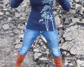 New - S, M, L, XL, Enchanted Forest Hoodie in Navy
