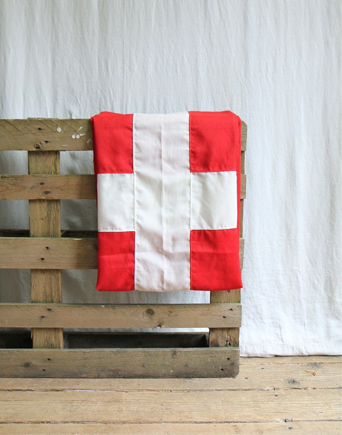 Giant Vintage Red Cross Flag - Danish Flag