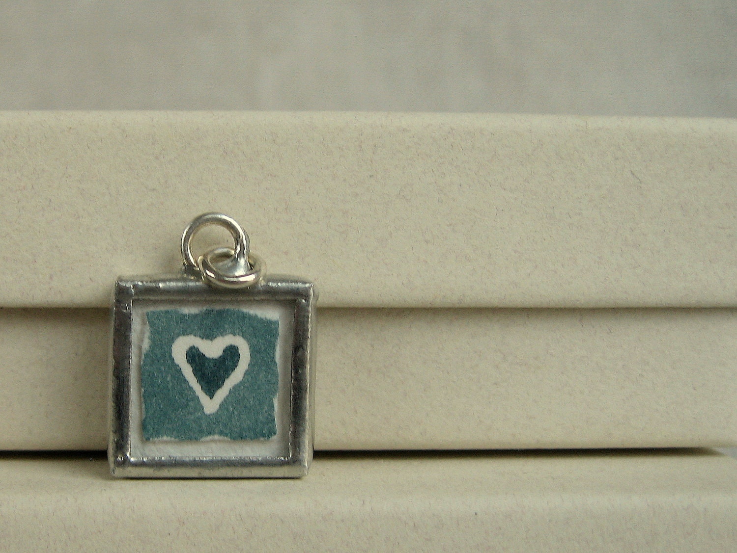 spring sale - blue heart watercolor pendant