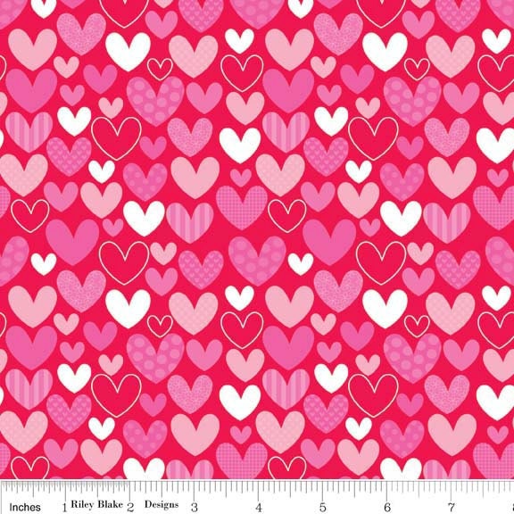 Sweetcakes Hearts Red  - 1/2 Yard