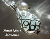 Sea Glass Jewelry Seaglass Locket Aqua Beach Glass Necklace