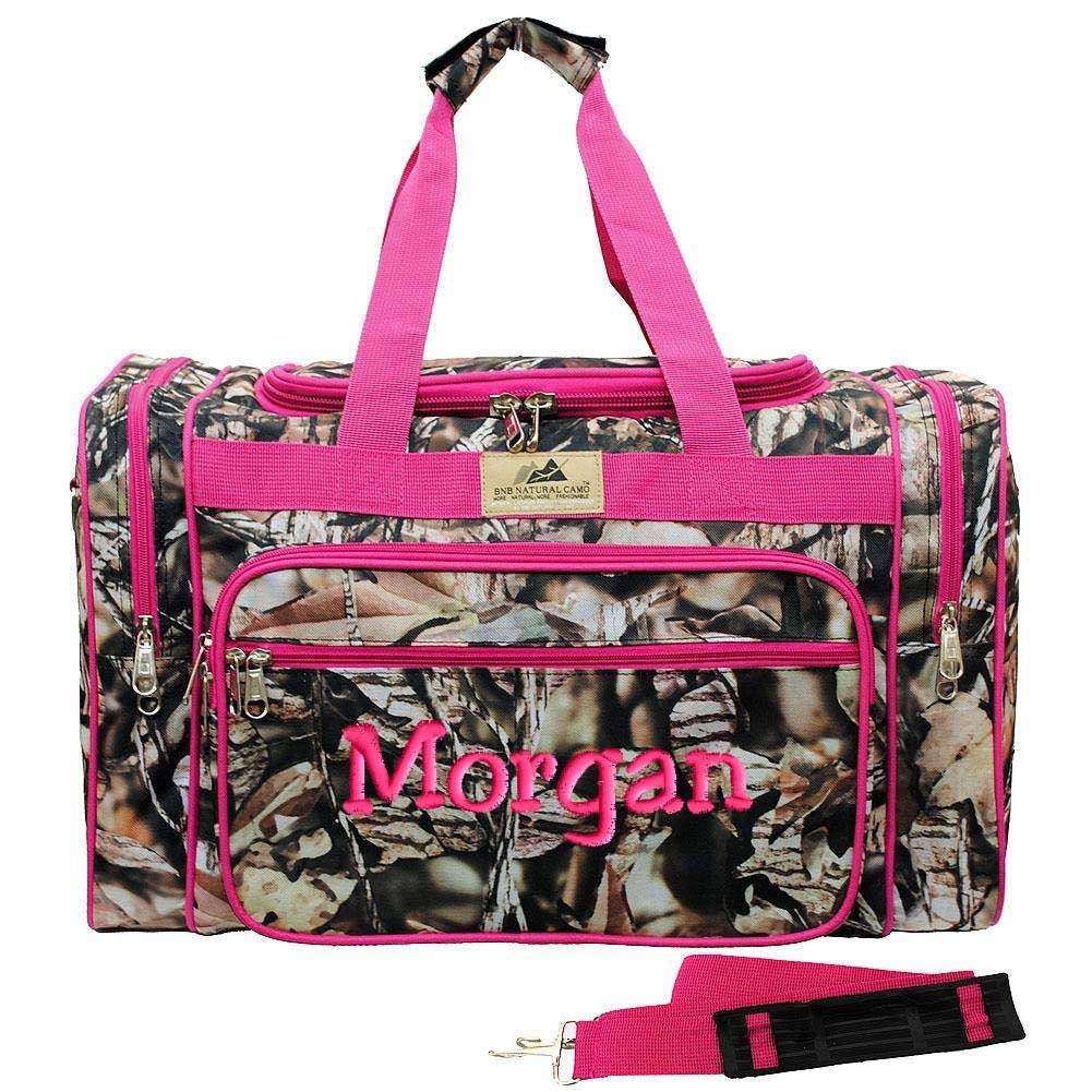 Personalized Duffle Bag Natural Camo Hot Pink Gym by parsik93