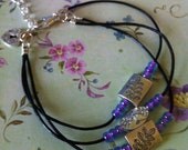 Black Leather 3 Strand Beaded Bracelet