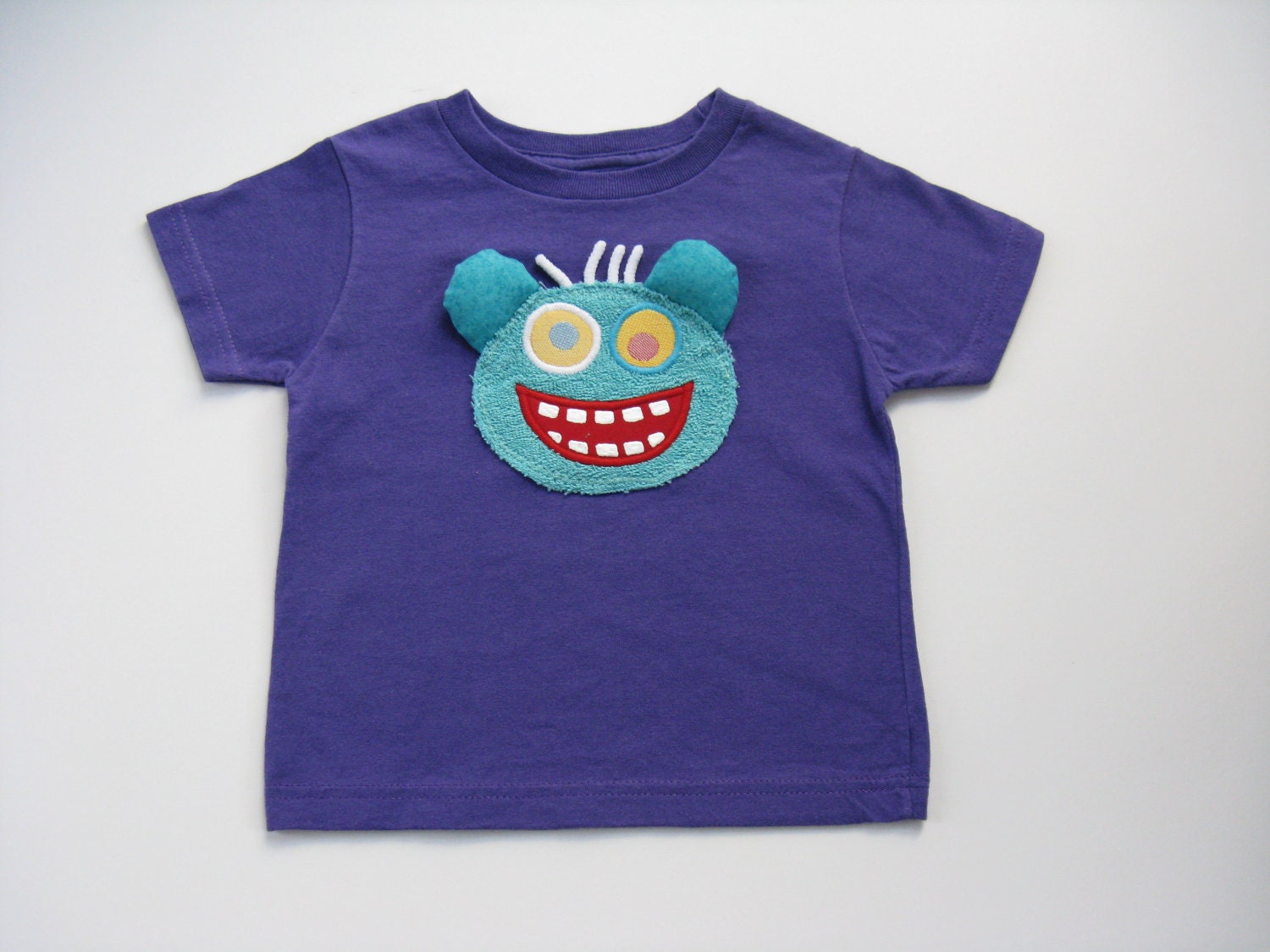 Monster T-Shirt,  Boys or Girls,  Applique Patch , Cotton Tee or Top, Size 3T, Toddler