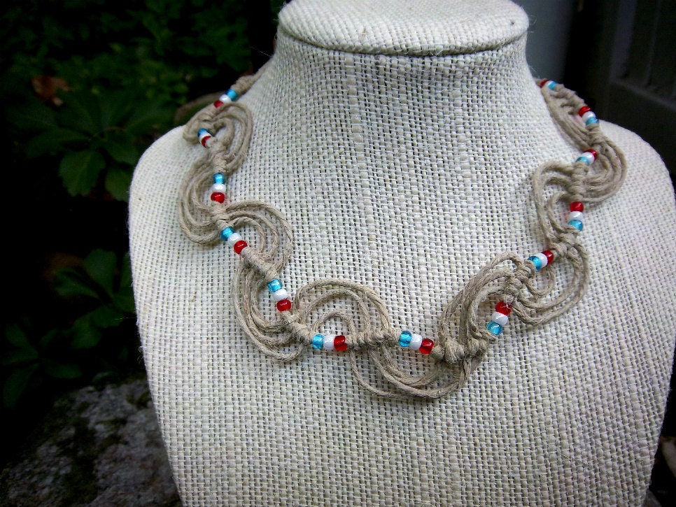 Natural Wave Knot Hemp Choker Necklace