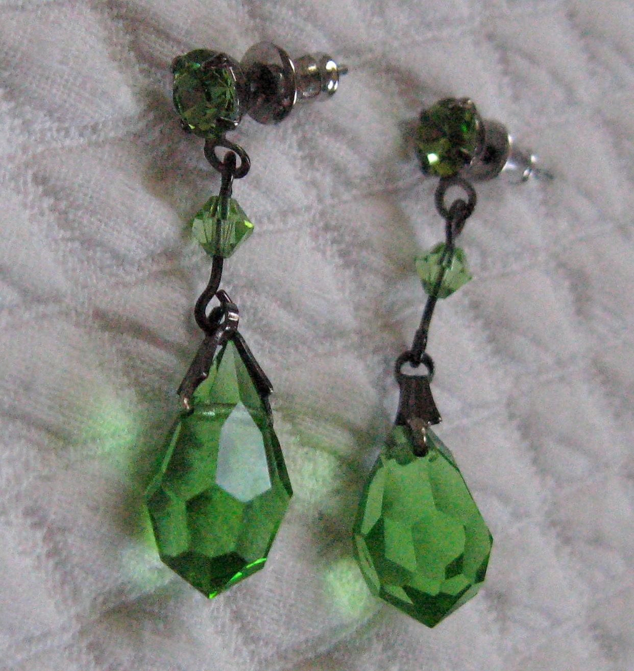 Vintage PERIDOT CRYSTAL EARRINGS 1990s Reserved for Lisa