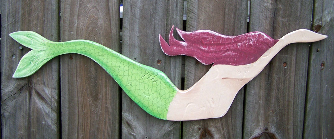 Mermaid Hand-Painted and Lightly Distressed