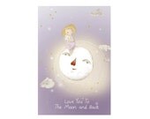 Love Blank Greeting Card, Love You To The Moon and Back,  Art Print Illustration 4x6"
