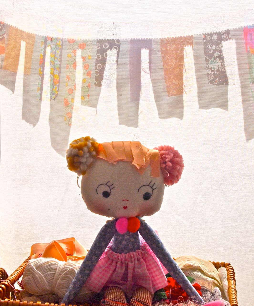 Hand made rag doll girls toy pink baby yoyo