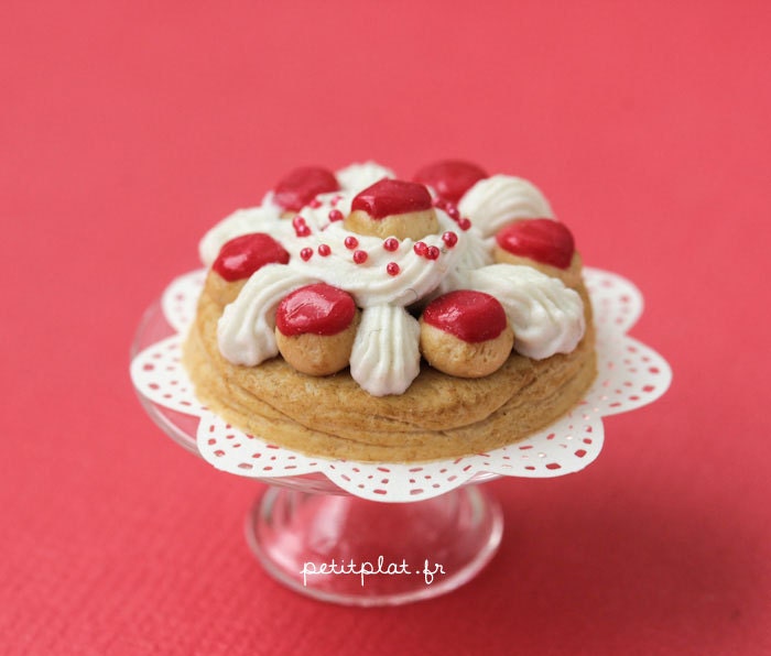 Raspberry Saint Honore Gateau - Dollhouse Miniature in 1/12 Scale - Classic French Cakes