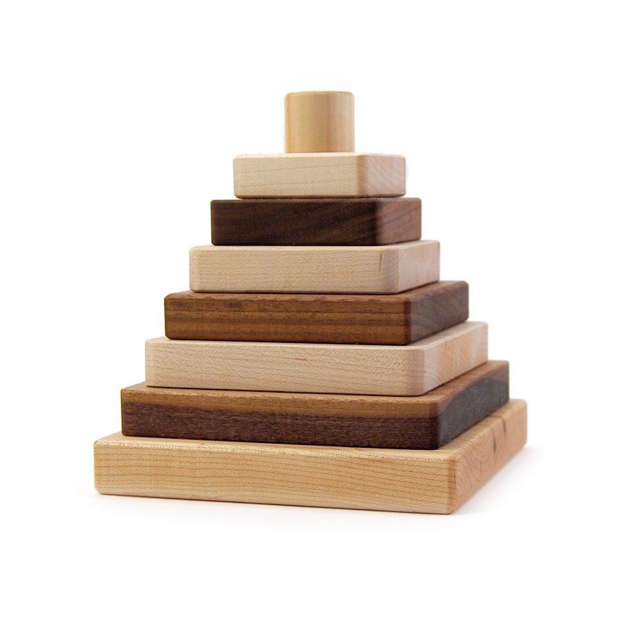 wooden toy sapling stacker, stacking blocks organic kids toy