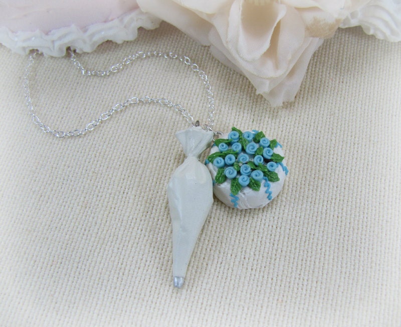 Frosting the Cake Necklace Miniature Food Cake Decorator Jewelry The Baker Pastry Bag