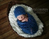 Baby Cocoon, Crochet Cocoon, Cocoon and Hat, Baby Cacoon, Boy Cocoon, Baby Pod, Newborn Cocoon, Infant Cocoon, Photo Prop Blue