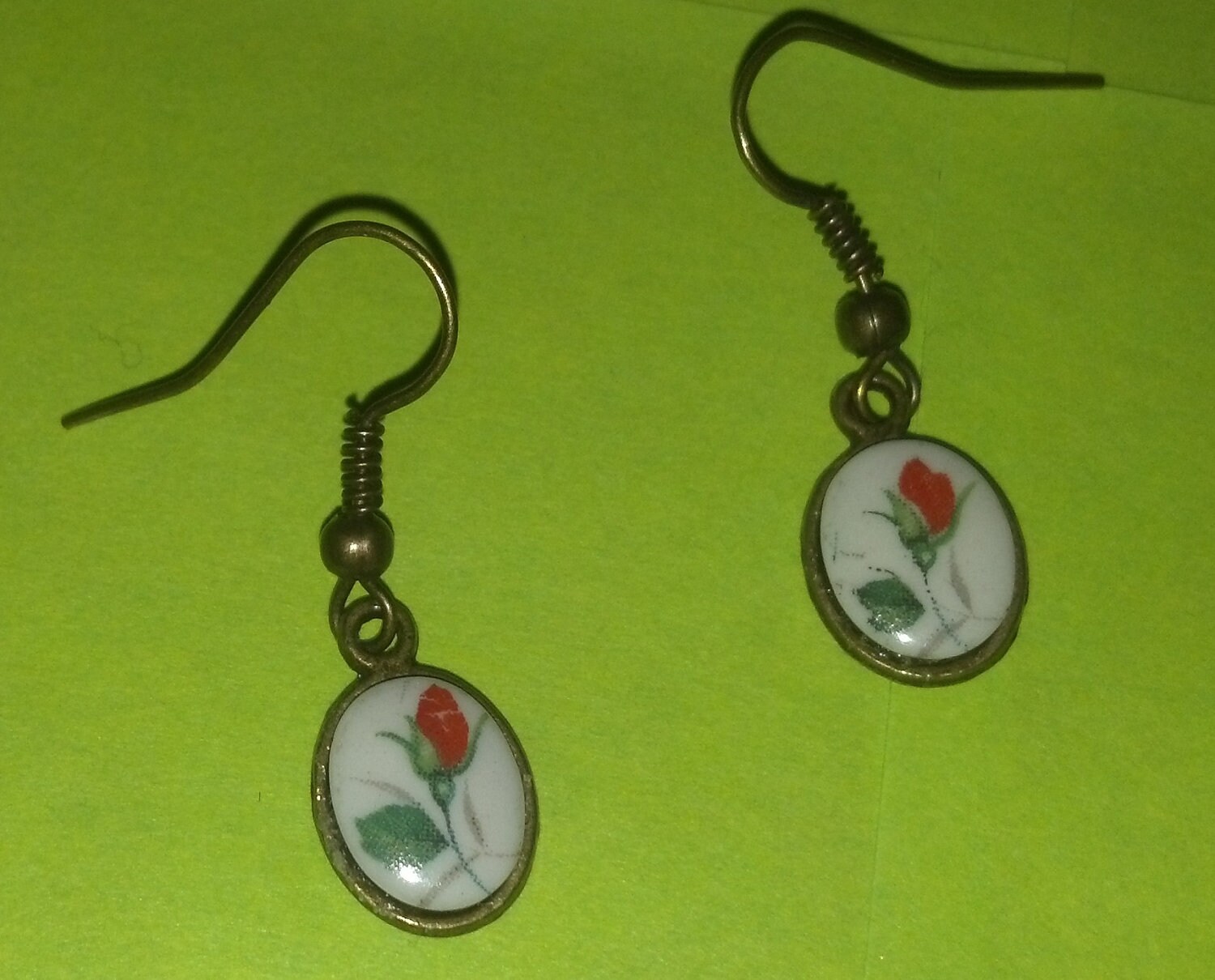 Vintage Flower Glass Stone Earrings