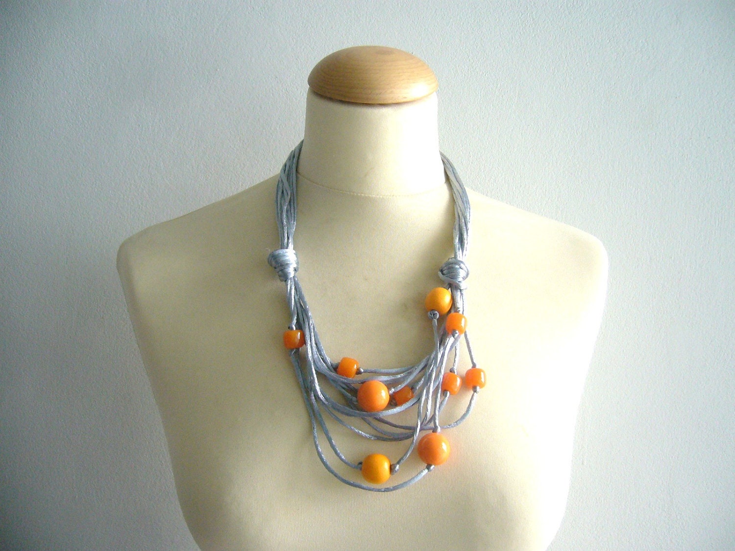 Grey orange necklace