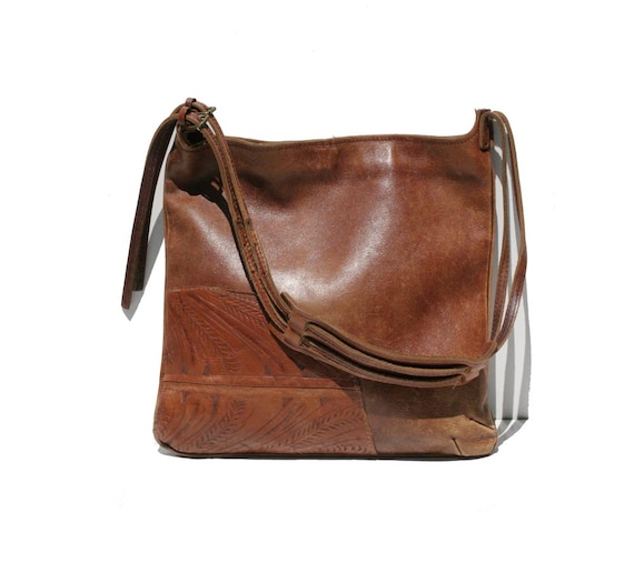 Vintage Rugged Leather Shoulder Bag by TanakaVintage on Etsy