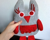 SALE // Owl small - red and grey