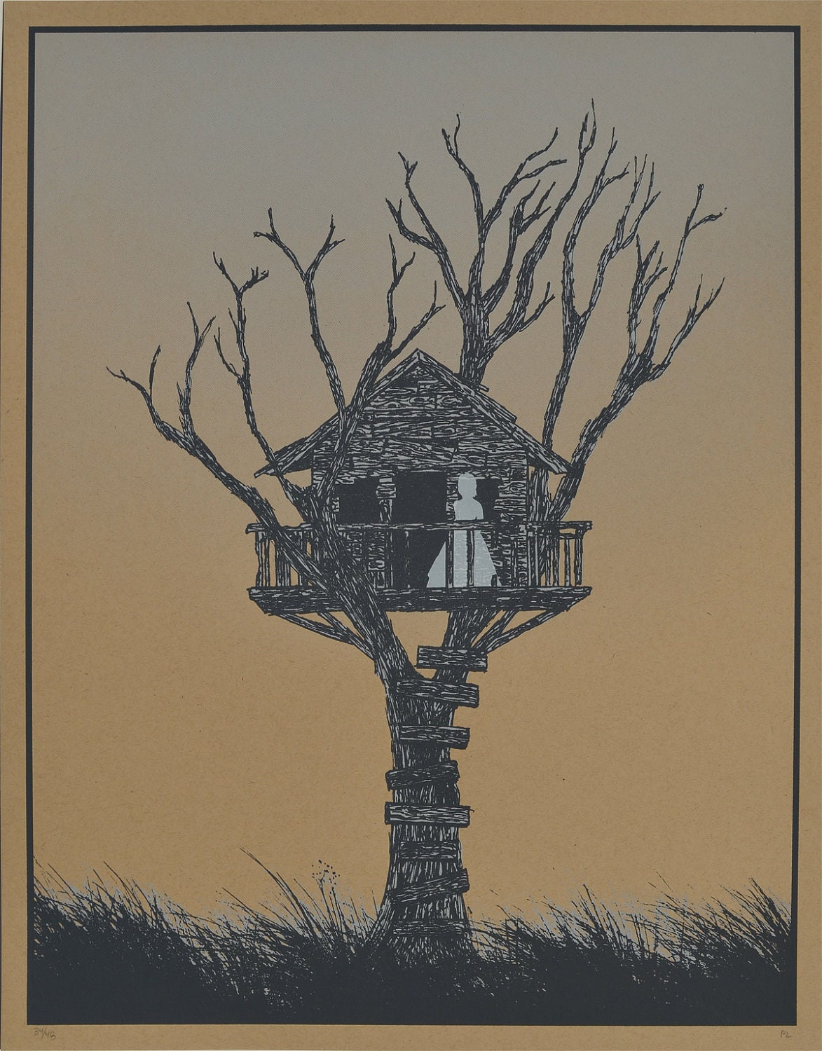 Ghost Tree House Screen Print